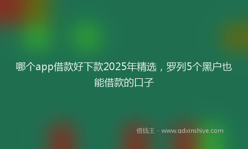 哪个app借款好下款2025年精选，罗列5个黑户也能借款的口子