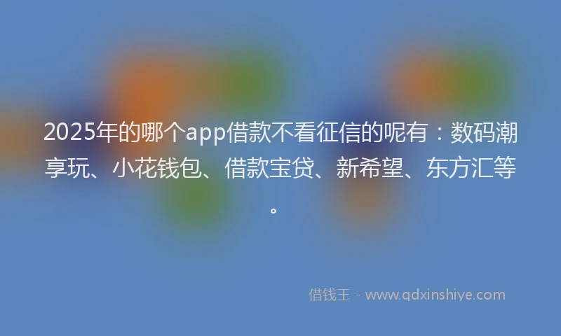 2025年的哪个app借款不看征信的呢有：数码潮享玩、小花钱包、借款宝贷、新希望、东方汇等。
