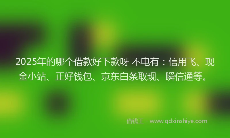 2025年的哪个借款好下款呀 不电有：信用飞、现金小站、正好钱包、京东白条取现、瞬信通等。