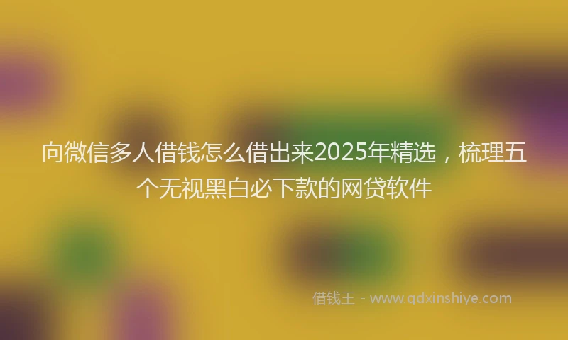 向微信多人借钱怎么借出来2025年精选，梳理五个无视黑白必下款的网贷软件