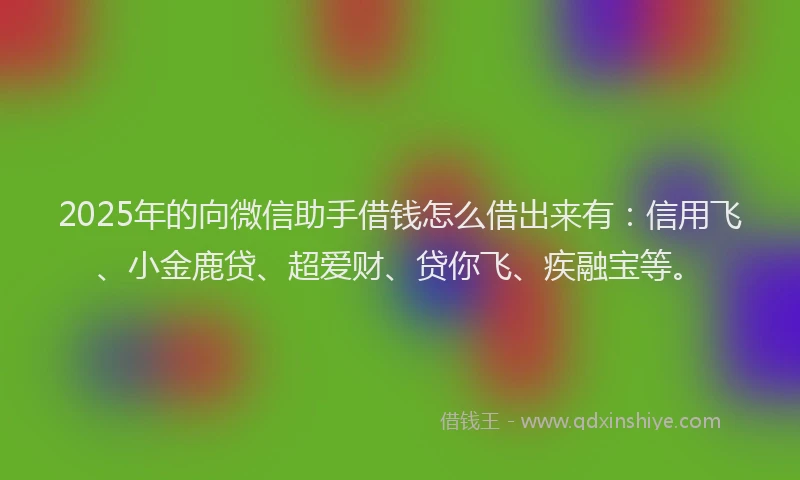 2025年的向微信助手借钱怎么借出来有：信用飞、小金鹿贷、超爱财、贷你飞、疾融宝等。
