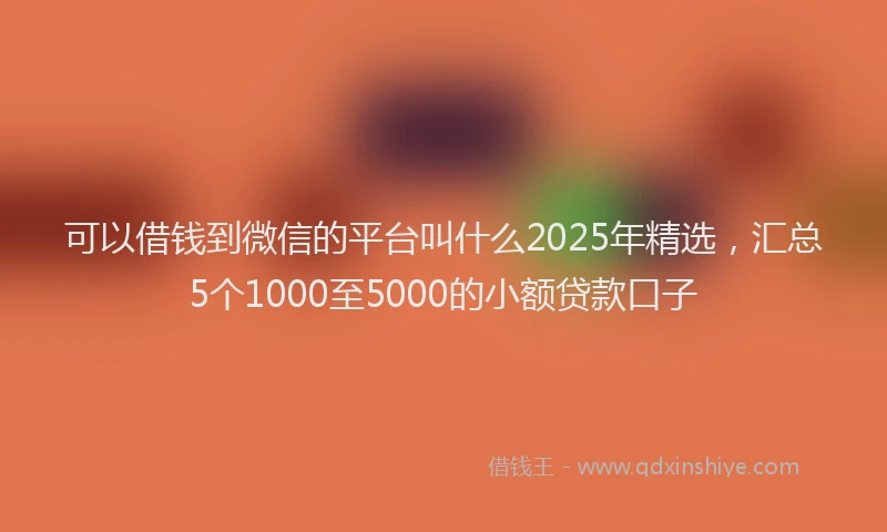 可以借钱到微信的平台叫什么2025年精选，汇总5个1000至5000的小额贷款口子