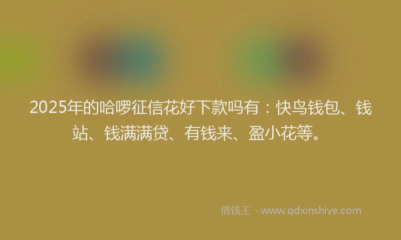 2025年的哈啰征信花好下款吗有：快鸟钱包、钱站、钱满满贷、有钱来、盈小花等。