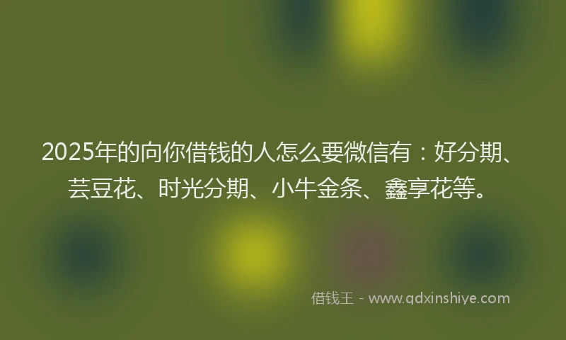 2025年的向你借钱的人怎么要微信有：好分期、芸豆花、时光分期、小牛金条、鑫享花等。