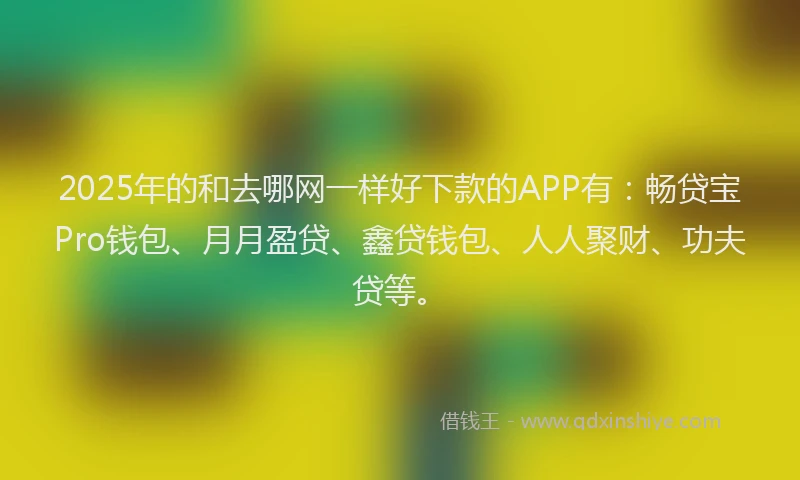 2025年的和去哪网一样好下款的APP有：畅贷宝Pro钱包、月月盈贷、鑫贷钱包、人人聚财、功夫贷等。