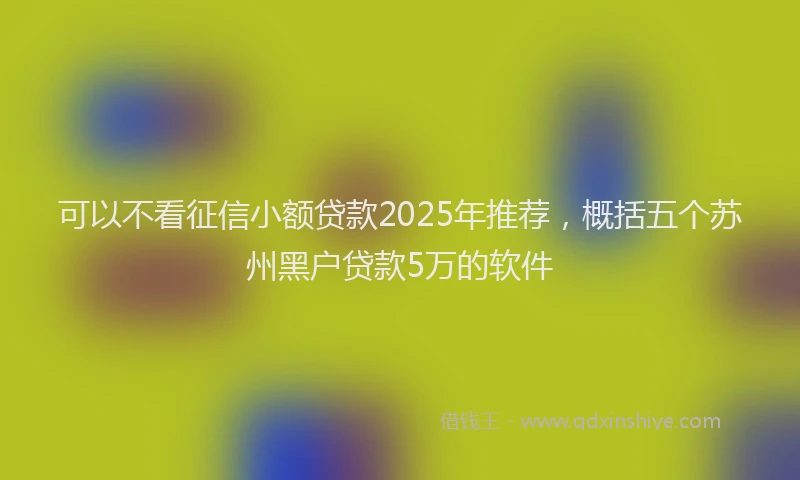 可以不看征信小额贷款2025年推荐，概括五个苏州黑户贷款5万的软件