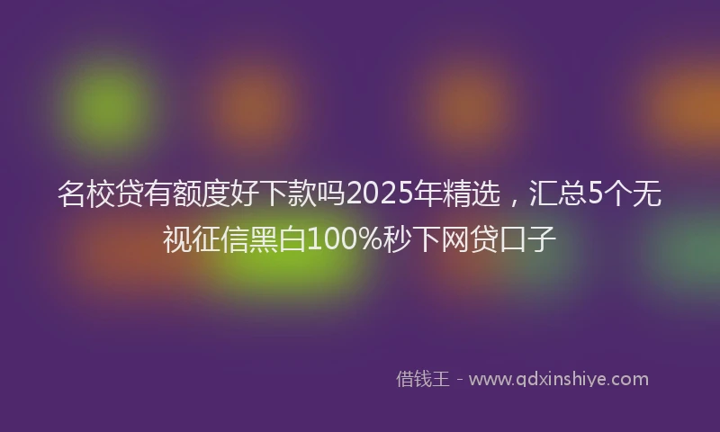 名校贷有额度好下款吗2025年精选，汇总5个无视征信黑白100%秒下网贷口子