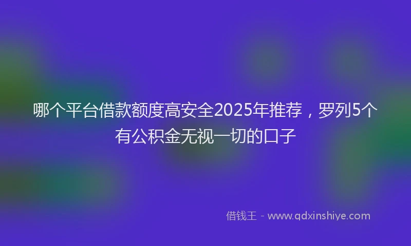 哪个平台借款额度高安全2025年推荐，罗列5个有公积金无视一切的口子