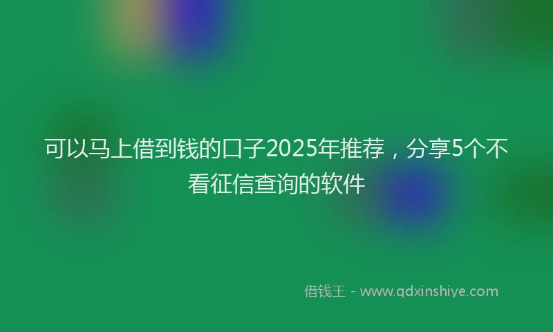 可以马上借到钱的口子2025年推荐，分享5个不看征信查询的软件