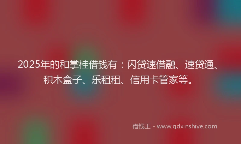 2025年的和掌桂借钱有：闪贷速借融、速贷通、积木盒子、乐租租、信用卡管家等。