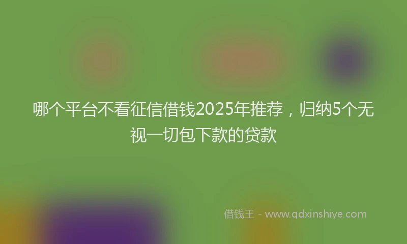 哪个平台不看征信借钱2025年推荐，归纳5个无视一切包下款的贷款