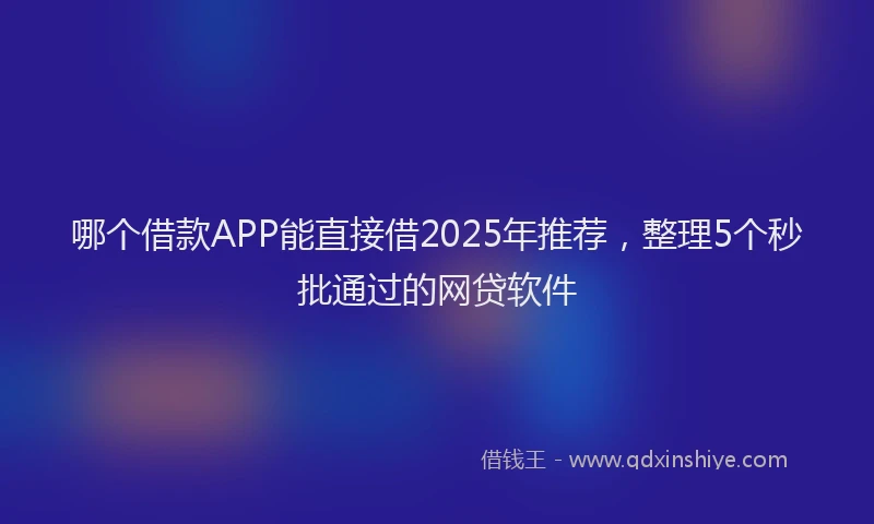 哪个借款APP能直接借2025年推荐，整理5个秒批通过的网贷软件