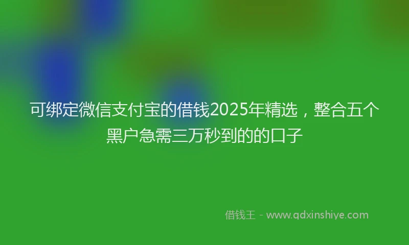 可绑定微信支付宝的借钱2025年精选，整合五个黑户急需三万秒到的的口子