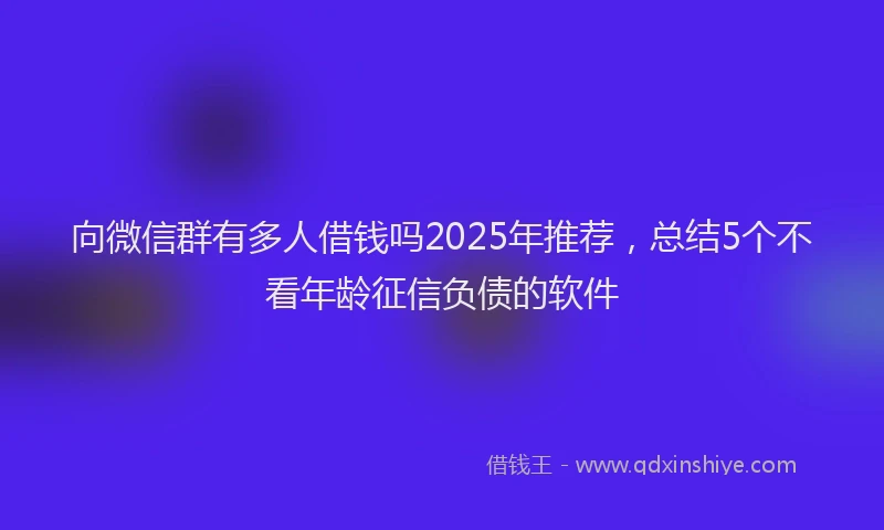 向微信群有多人借钱吗2025年推荐，总结5个不看年龄征信负债的软件
