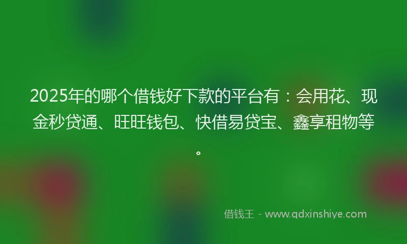 2025年的哪个借钱好下款的平台有：会用花、现金秒贷通、旺旺钱包、快借易贷宝、鑫享租物等。