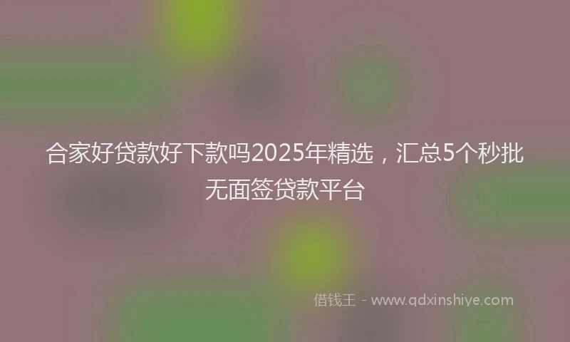 合家好贷款好下款吗2025年精选，汇总5个秒批无面签贷款平台