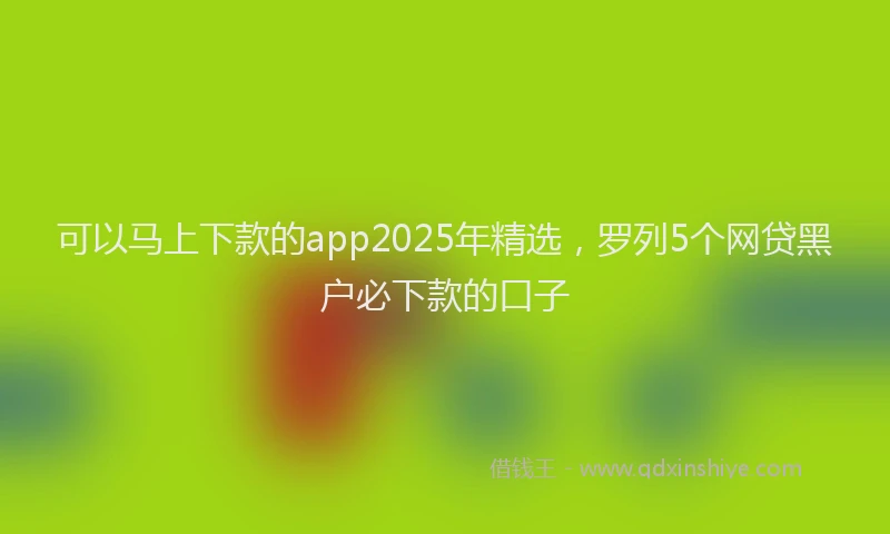 可以马上下款的app2025年精选，罗列5个网贷黑户必下款的口子