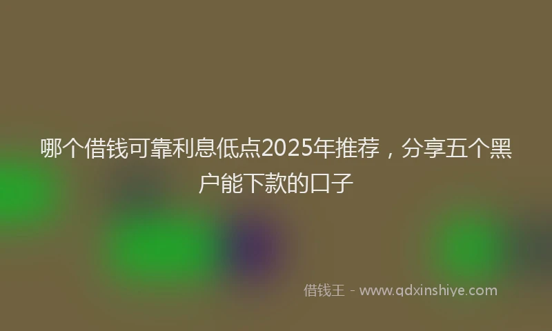 哪个借钱可靠利息低点2025年推荐，分享五个黑户能下款的口子