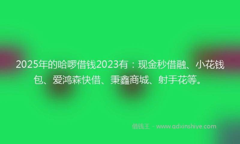 2025年的哈啰借钱2023有：现金秒借融、小花钱包、爱鸿森快借、秉鑫商城、射手花等。