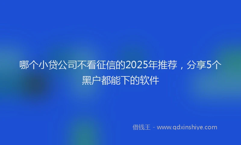 哪个小贷公司不看征信的2025年推荐，分享5个黑户都能下的软件