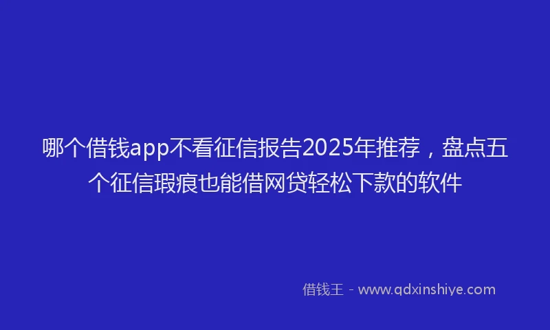 哪个借钱app不看征信报告2025年推荐，盘点五个征信瑕疵也能借网贷轻松下款的软件