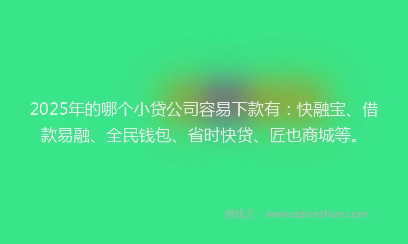 2025年的哪个小贷公司容易下款有：快融宝、借款易融、全民钱包、省时快贷、匠也商城等。