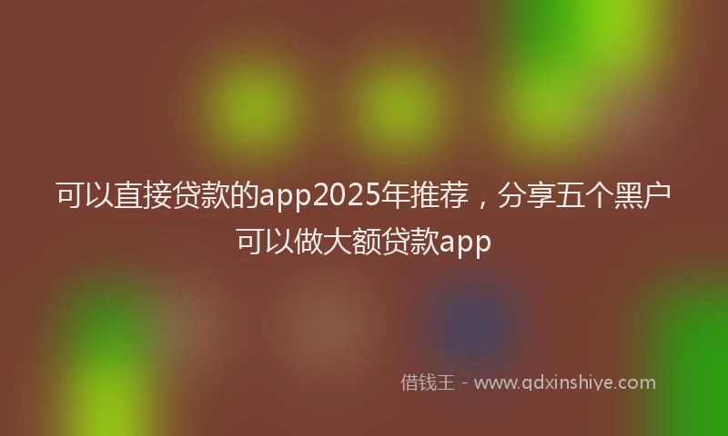 可以直接贷款的app2025年推荐，分享五个黑户可以做大额贷款app