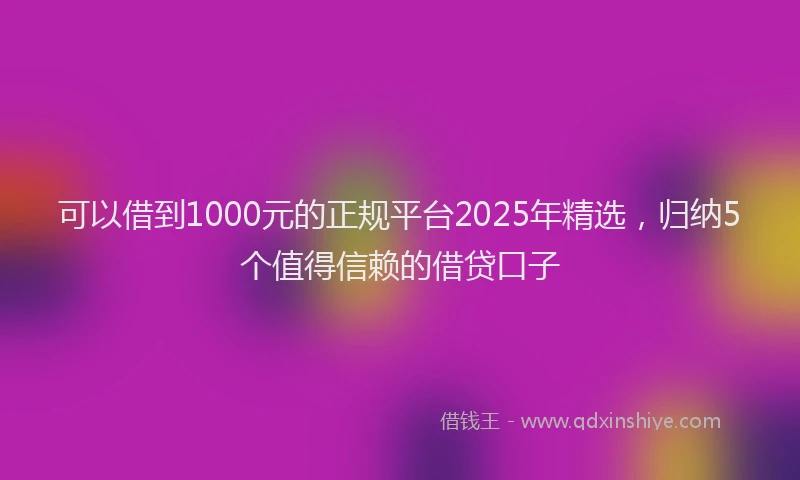 可以借到1000元的正规平台2025年精选，归纳5个值得信赖的借贷口子