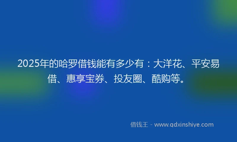 2025年的哈罗借钱能有多少有：大洋花、平安易借、惠享宝券、投友圈、酷购等。