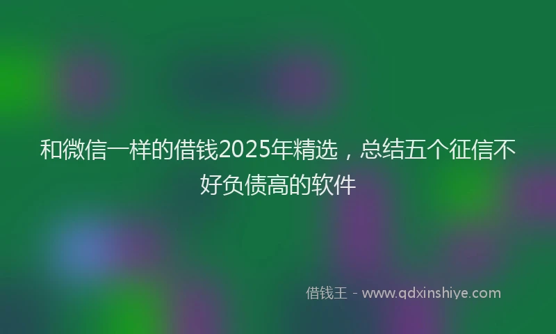 和微信一样的借钱2025年精选，总结五个征信不好负债高的软件