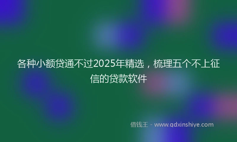 各种小额贷通不过2025年精选，梳理五个不上征信的贷款软件