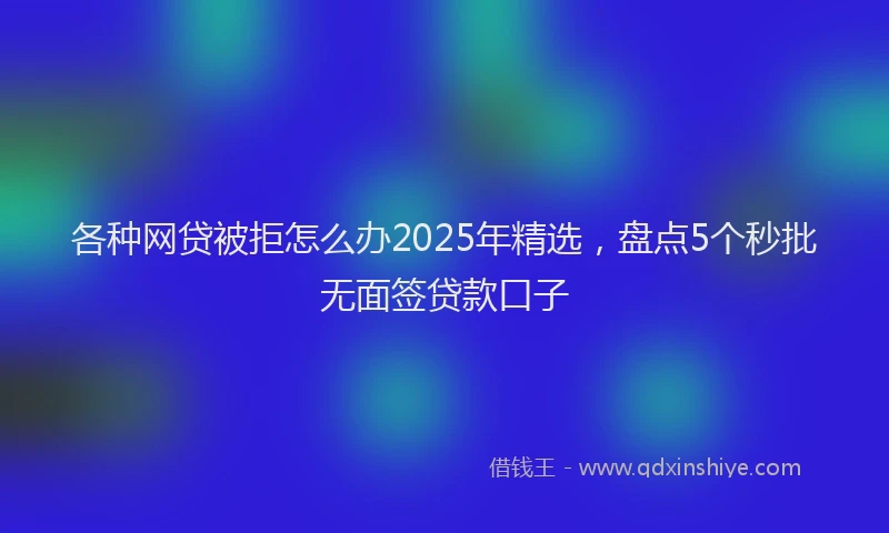 各种网贷被拒怎么办2025年精选，盘点5个秒批无面签贷款口子