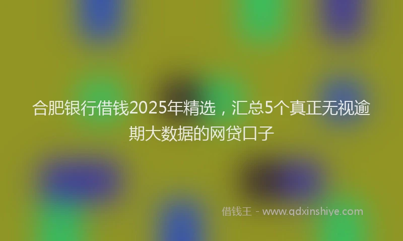 合肥银行借钱2025年精选，汇总5个真正无视逾期大数据的网贷口子