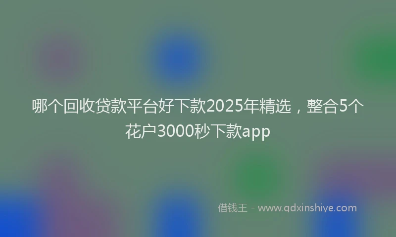哪个回收贷款平台好下款2025年精选，整合5个花户3000秒下款app