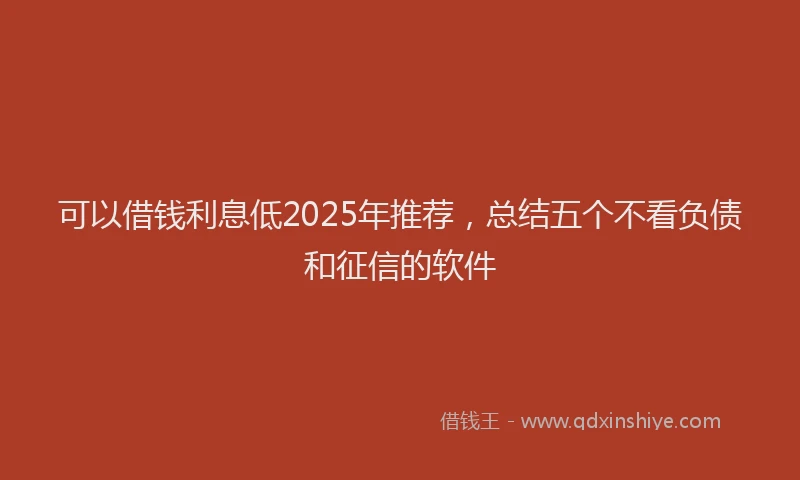 可以借钱利息低2025年推荐，总结五个不看负债和征信的软件