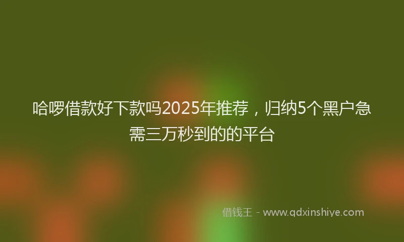 哈啰借款好下款吗2025年推荐，归纳5个黑户急需三万秒到的的平台