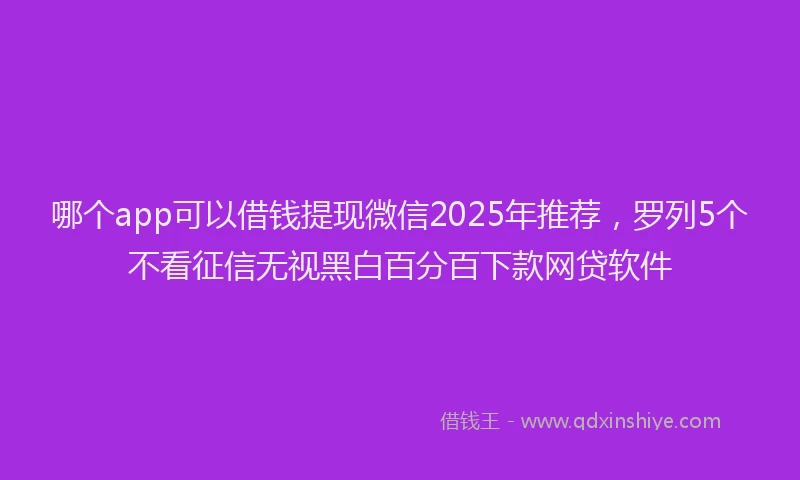 哪个app可以借钱提现微信2025年推荐，罗列5个不看征信无视黑白百分百下款网贷软件