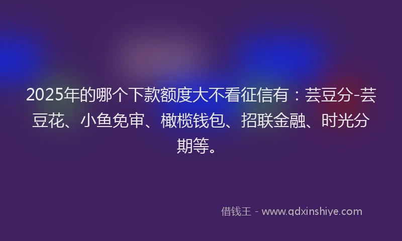 2025年的哪个下款额度大不看征信有：芸豆分-芸豆花、小鱼免审、橄榄钱包、招联金融、时光分期等。