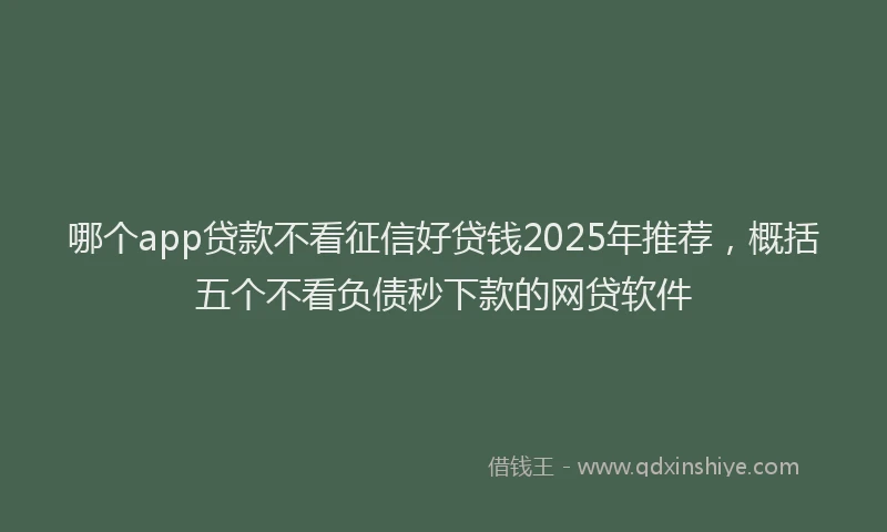 哪个app贷款不看征信好贷钱2025年推荐，概括五个不看负债秒下款的网贷软件