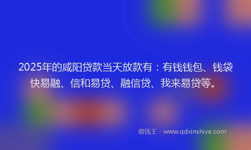 2025年的咸阳贷款当天放款有:有钱钱包、钱袋快易融、信和易贷、融信贷、我来易贷等。