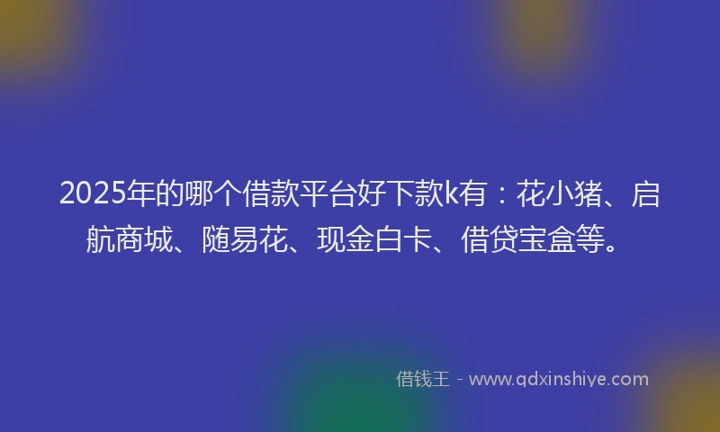2025年的哪个借款平台好下款k有:花小猪、启航商城、随易花、现金白卡、借贷宝盒等。
