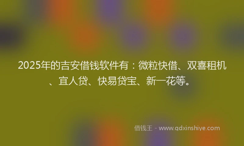 2025年的吉安借钱软件有：微粒快借、双喜租机、宜人贷、快易贷宝、新一花等。