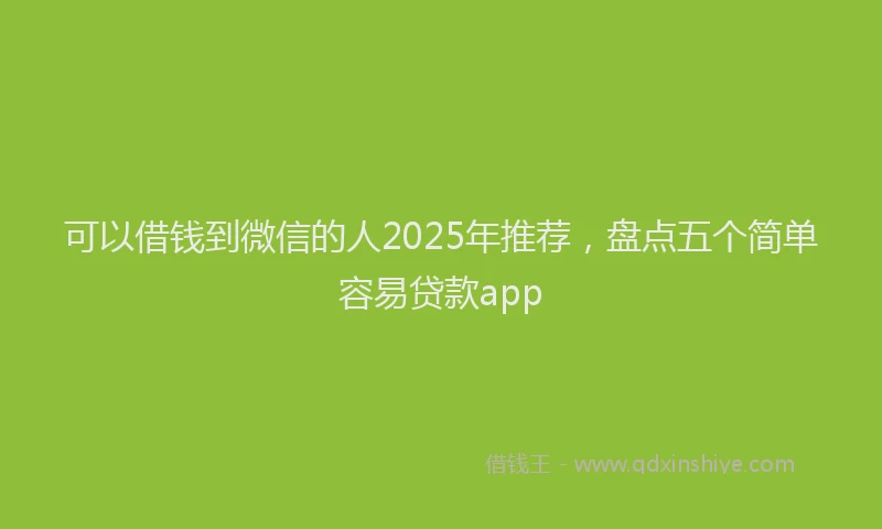 可以借钱到微信的人2025年推荐，盘点五个简单容易贷款app