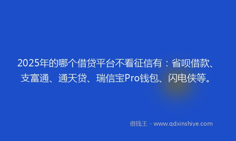 2025年的哪个借贷平台不看征信有：省呗借款、支富通、通天贷、瑞信宝Pro钱包、闪电侠等。