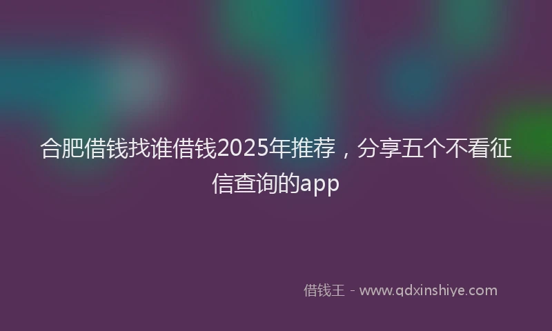 合肥借钱找谁借钱2025年推荐，分享五个不看征信查询的app