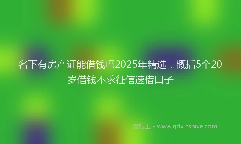 名下有房产证能借钱吗2025年精选，概括5个20岁借钱不求征信速借口子