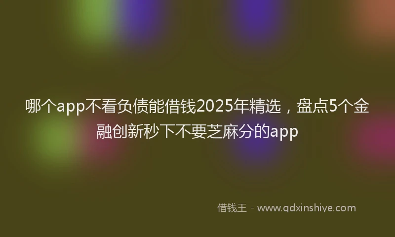 哪个app不看负债能借钱2025年精选，盘点5个金融创新秒下不要芝麻分的app