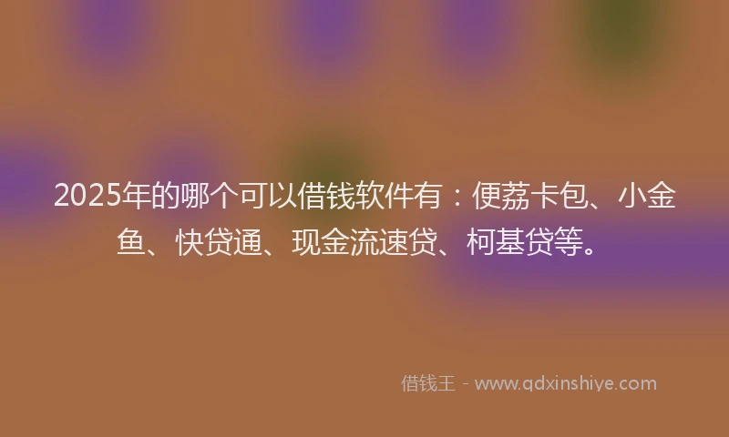 2025年的哪个可以借钱软件有：便荔卡包、小金鱼、快贷通、现金流速贷、柯基贷等。