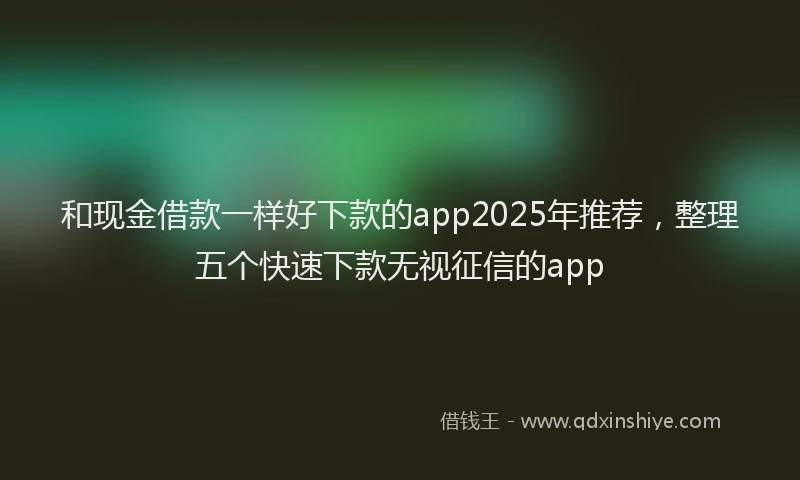 和现金借款一样好下款的app2025年推荐，整理五个快速下款无视征信的app