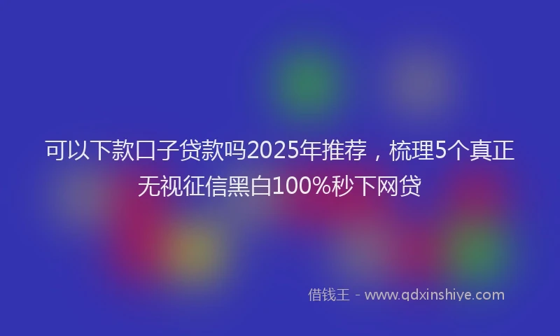 可以下款口子贷款吗2025年推荐，梳理5个真正无视征信黑白100%秒下网贷